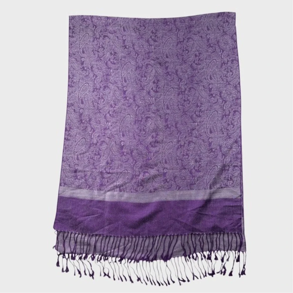 Vintage Pashmina Scarf Purple‎ Paisly Pashmina/Silk Boho Whimsy goth Fairy core